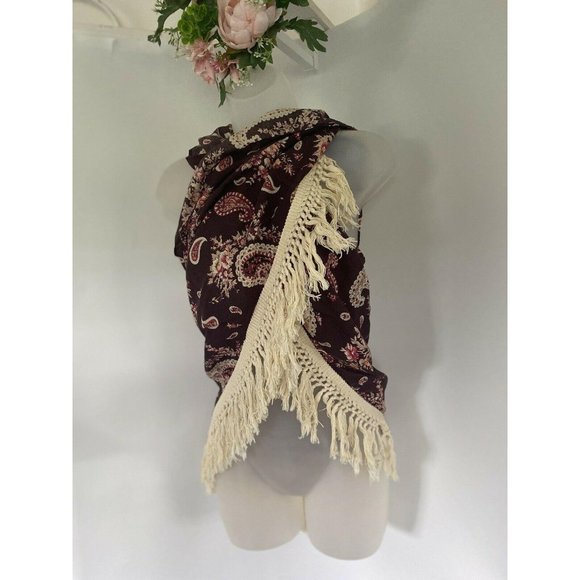 VTG Boho Oversized 38" X 26" Shawl Scarf Wrap - Picture 4 of 12